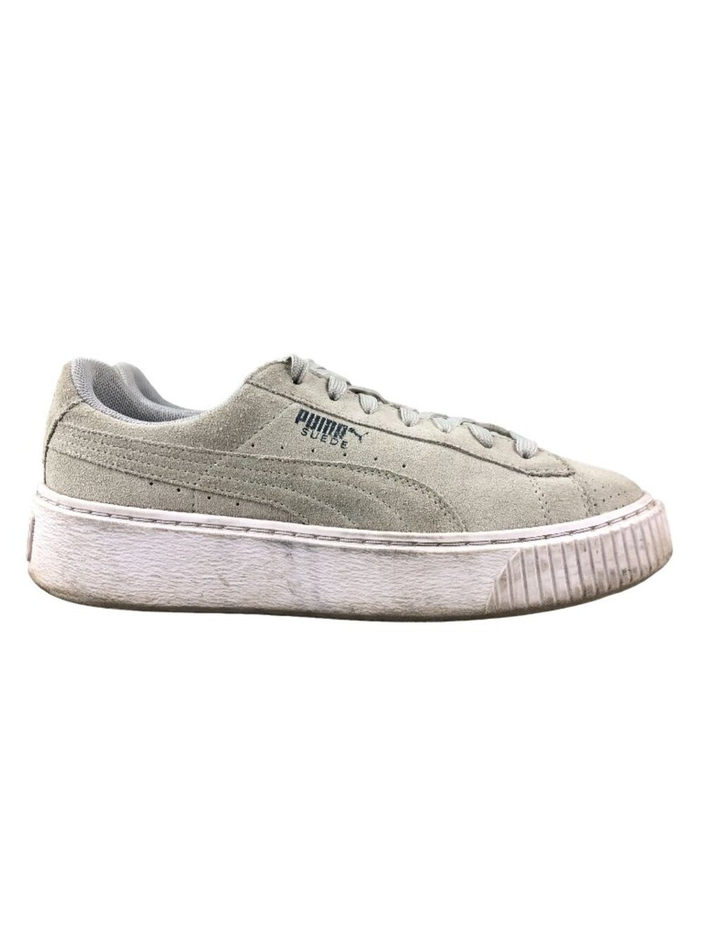 Puma Women's Size 7 Trace Grey Suede Low Top Platform Casual Sneakers 365691-01